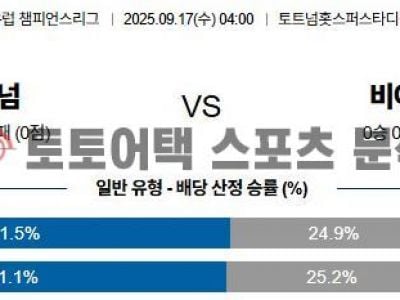 2025년 9월 17일 토트넘 vs 비야레알 UEFA 챔피언스리그 예선전 경기 분석 섬네일 이미지