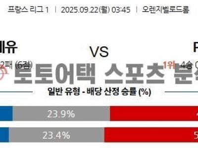 2025년 9월 22일 마르세유 vs 파리 생제르망 리그앙 경기 분석 섬네일 이미지