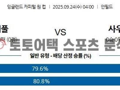 2025년 9월 24일 리버풀 vs 사우샘프턴 25-26 카라바오 컵 32강전 경기 분석 섬네일 이미지