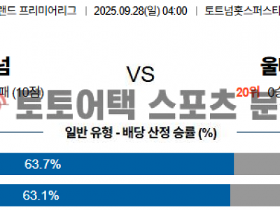 2025년 9월 28일 토트넘 vs 울버햄튼 EPL 프리미어리그 경기 분석 섬네일 이미지