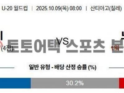2025년 10월 9일 파라과이 vs 노르웨이 FIFA U-20 월드컵 16강전 경기 분석 섬네일 이미지