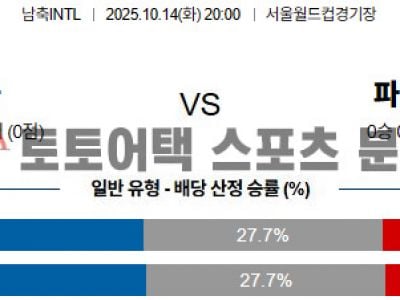 2025년 10월 14일 대한민국 vs 파라과이 국가대표 친선전 경기 분석 섬네일 이미지
