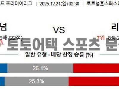 2025년 12월 21일 토트넘 vs 리버풀 EPL 프리미어리그 경기 프리뷰 섬네일 이미지