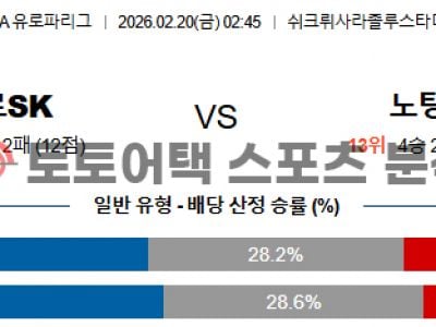 2026년 2월 20일 페네르바체 vs 노팅엄 유로파리그 전술 기반 결과 전망 섬네일 이미지