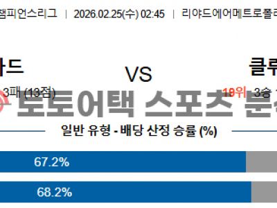2026년 2월 25일 AT 마드리드 vs 클럽 브뤼헤 챔피언스리그 스코어 예측 섬네일 이미지