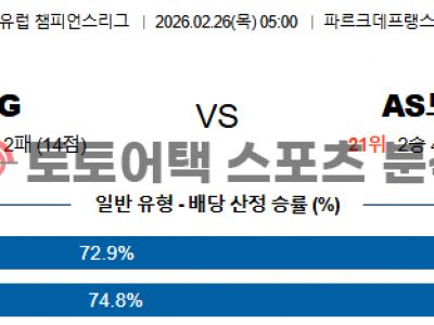 2026년 2월 26일 PSG vs AS 모나코 챔피언스리그 매치업 기반 결과 전망 섬네일 이미지