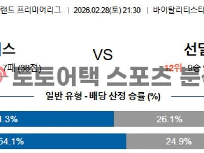 2026년 2월 28일 본머스 vs 선덜랜드 프리미어리그 데이터 분석 리포트 섬네일 이미지