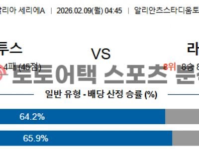 2026년 2월 9일 유벤투스 vs 라치오 세리에 심층 분석을 통한 승부 예측 섬네일 이미지