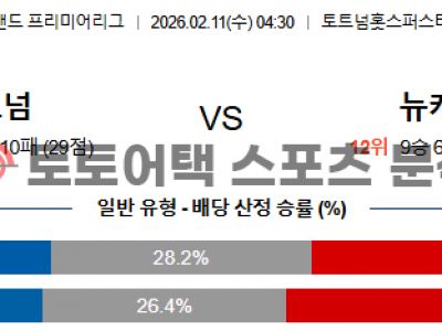 2026년 2월 11일 토트넘 vs 뉴캐슬 EPL 프리미어리그 스코어 예측 섬네일 이미지