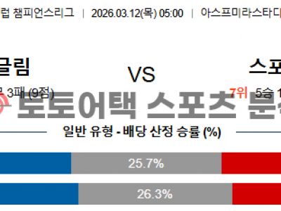 2026년 3월 12일 보되 글림트 vs 스포르팅 챔피언스리그 경기결과 전망 섬네일 이미지