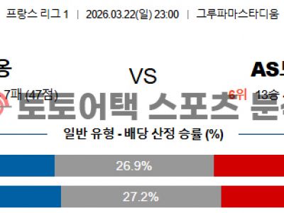 2026년 3월 22일 리옹 vs AS 모나코 리그앙 심층 분석을 통한 승부 예측 섬네일 이미지