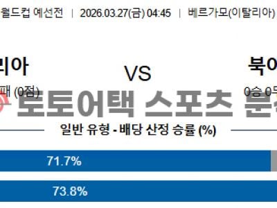 2026년 3월 27일 이탈리아 vs 북아일랜드 월드컵 유럽 예선 관전 포인트 섬네일 이미지
