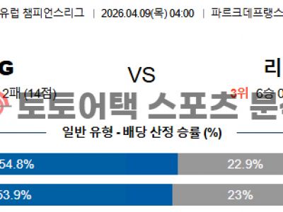 2026년 4월 9일 파리 생제르망 vs 리버풀 챔피언스리그 데이터 기반 예측 섬네일 이미지