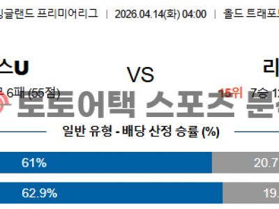2026년 4월 14일 맨체스터 유나이티드 vs 리즈 프리미어리그 전력 분석 섬네일 이미지