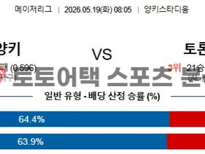 2026년 5월 19일 뉴욕 양키스 vs 토론토 블루제이스 MLB 매치업 프리뷰 섬네일 이미지
