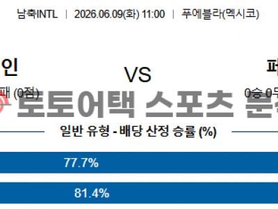 2026년 6월 9일 스페인 vs 페루 국가대표 친선전 매치업 기반 결과 전망 섬네일 이미지