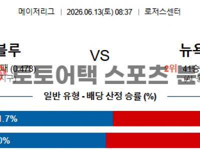 2026년 6월 13일 토론토 블루제이스 vs 뉴욕 양키스 MLB 포인트 집중 분석 섬네일 이미지