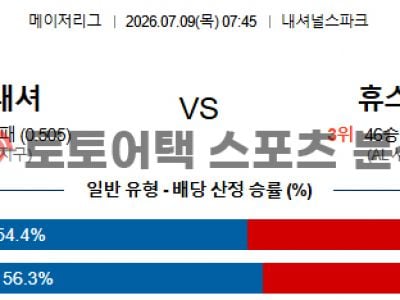2026년 7월 9일 워싱턴 내셔널스 vs 휴스턴 애스트로스 MLB 관전 포인트 섬네일 이미지
