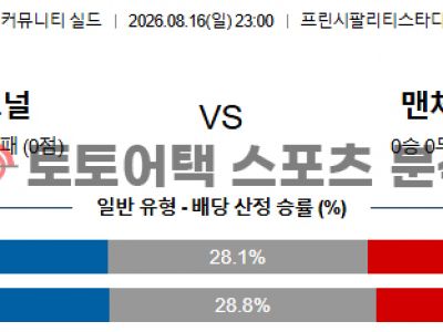 2026년 8월 16일 아스널 vs 맨체스터 시티 FA 커뮤니티 쉴드 전문가 분석 섬네일 이미지