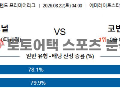 2026년 8월 22일 아스널 FC vs 코번트리 시티 FC 프리미어리그 경기 분석 섬네일 이미지