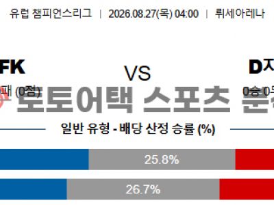 2026년 8월 27일 비킹 FK vs 디나모 자그레브 챔피언스리그 예선라운드 섬네일 이미지