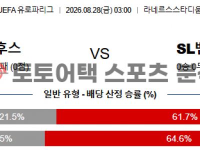 2026년 8월 28일 AGF 오르후스 vs 벤피카 유로파리그 예선라운드 2차전 섬네일 이미지