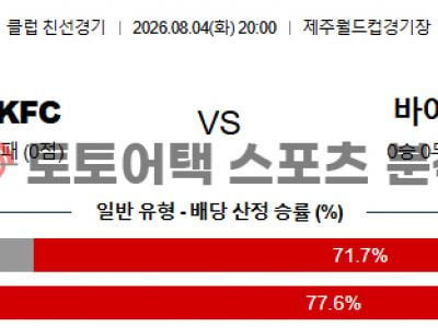 2026년 8월 4일 FC 바이에른 뮌헨 vs 제주 SK FC 클럽 친선 경기 전략 분석 섬네일 이미지