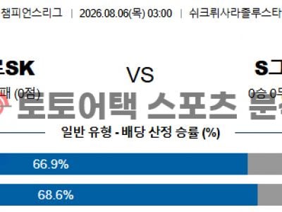 2026년 8월 6일 페네르바흐체 vs 슈투름 그라츠 챔피언스리그 예선라운드 섬네일 이미지