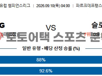 2026년 9월 10일 파리 생제르맹 vs 슬로반브라티슬라바 챔피언스리그 분석 섬네일 이미지